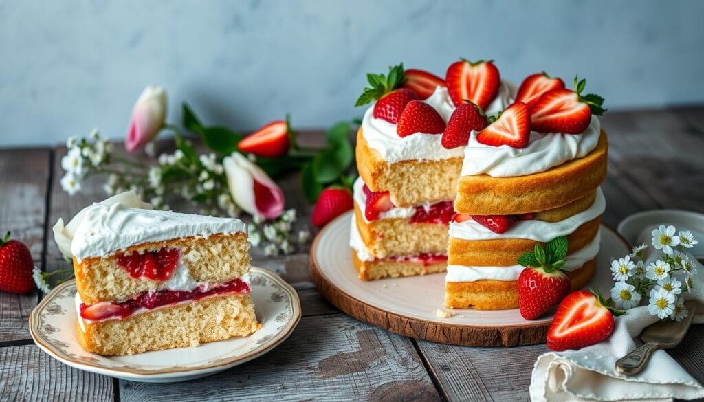 Decorated Strawberry Shortcake Poke Cake