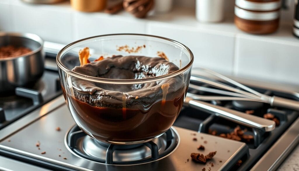 Double Boiler Reheating Technique for Lava Cake