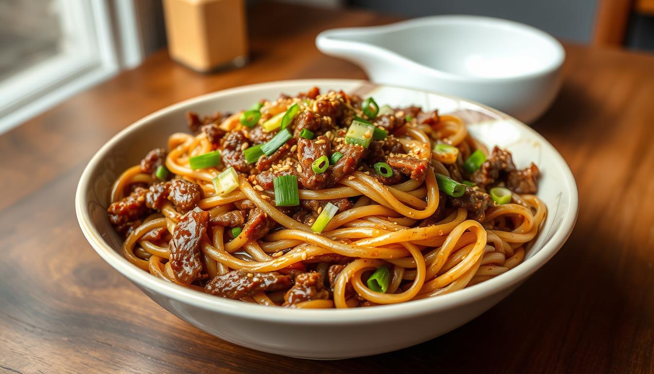 mongolian ground beef noodles