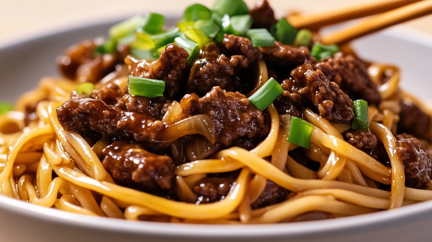 Mongolian Ground Beef Noodles