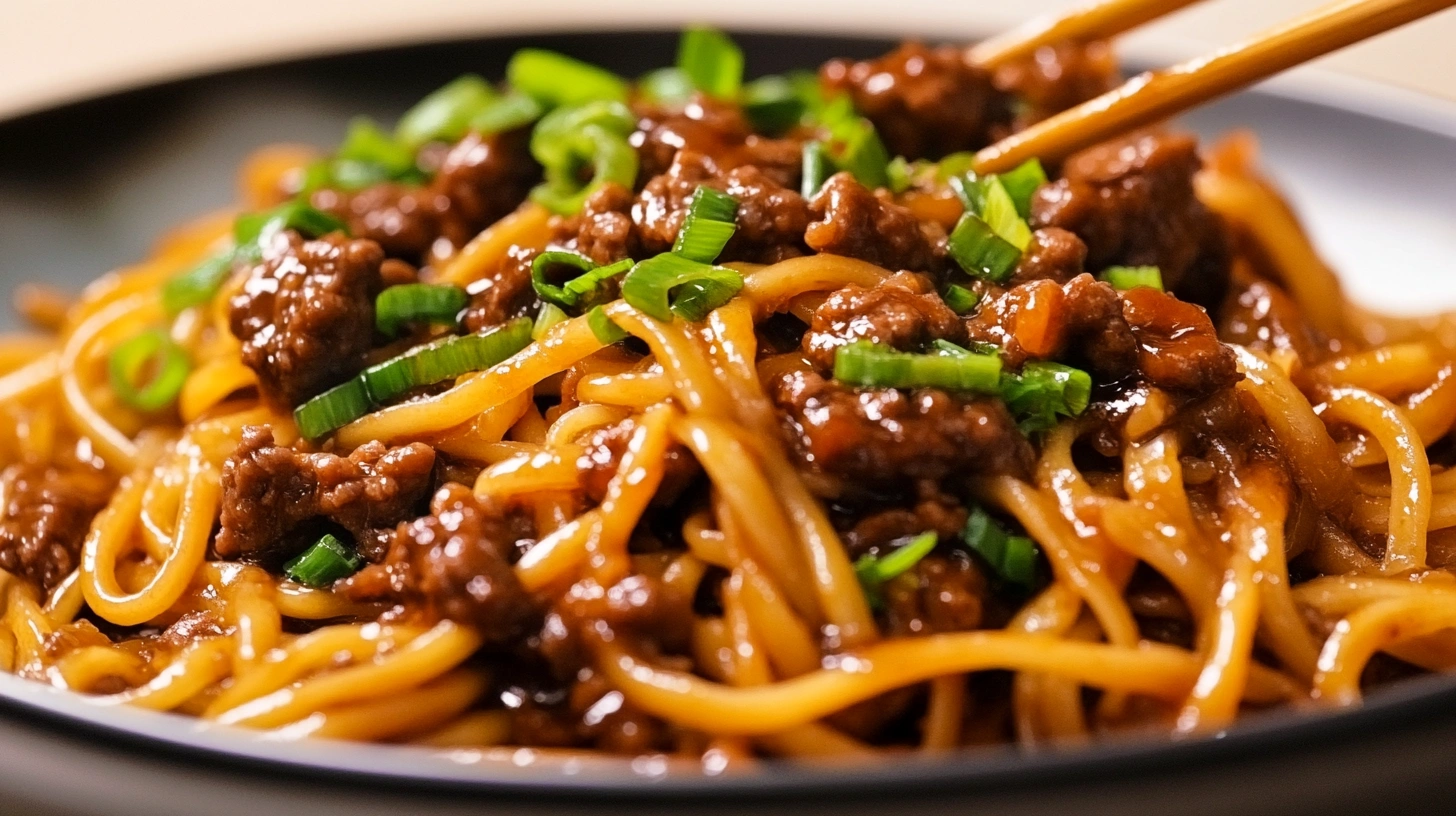 Mongolian Ground Beef Noodles