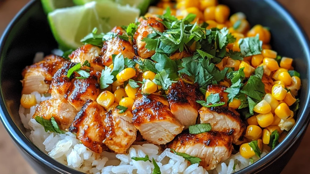 Street Corn Chicken Rice Bowl: