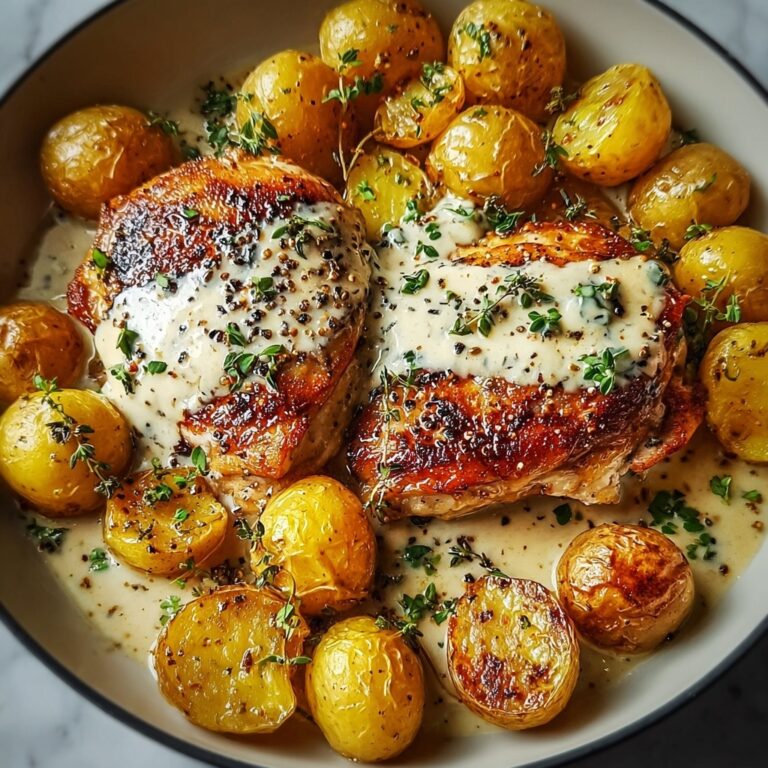 Creamy Garlic Chicken with Roasted Baby Potatoes Recipe