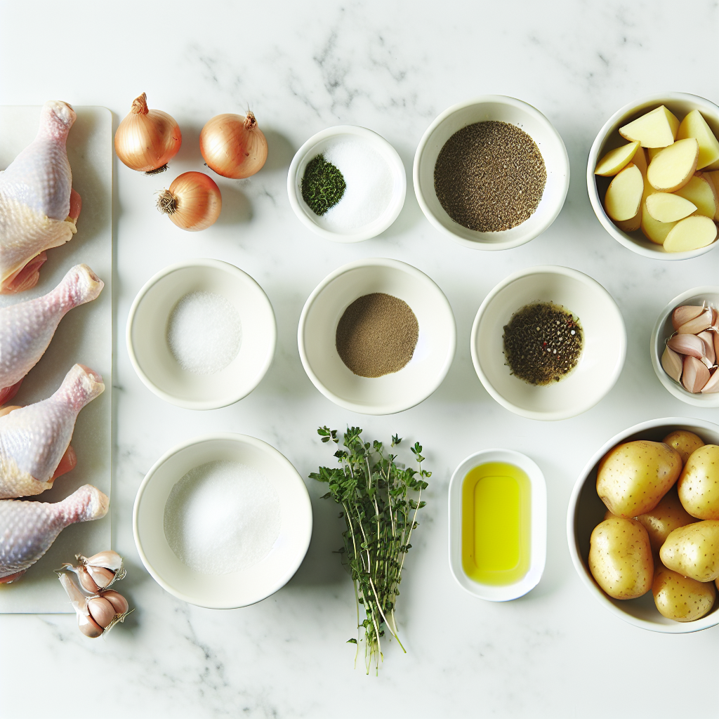 Garlic Lemon Herb Roasted Chicken Leg Quarters with Potatoes and Shallots Recipe - Recipe Image