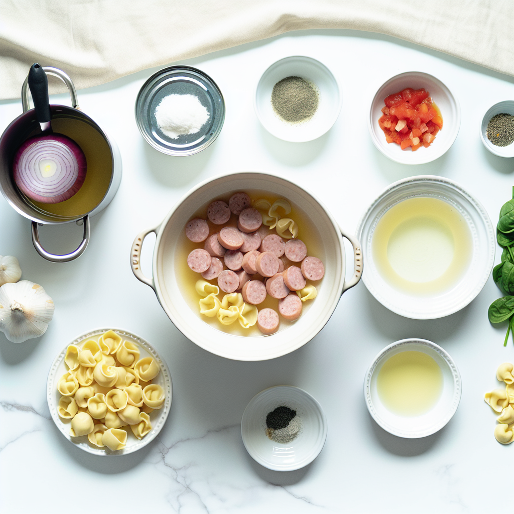 Tortellini Soup with Italian Turkey Sausage and Fresh Spinach Recipe - Recipe Image