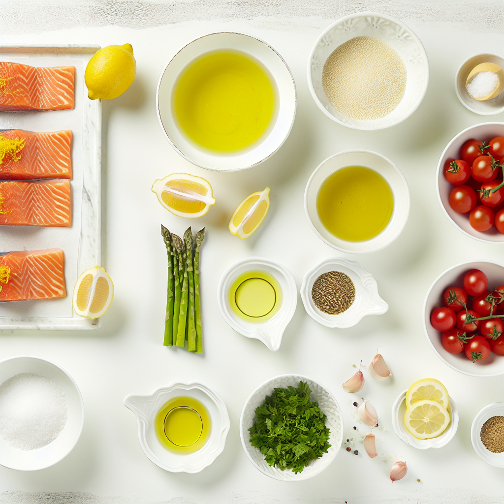 Lemon Baked Salmon with Asparagus, Cherry Tomatoes, and Parmesan Recipe - Recipe Image
