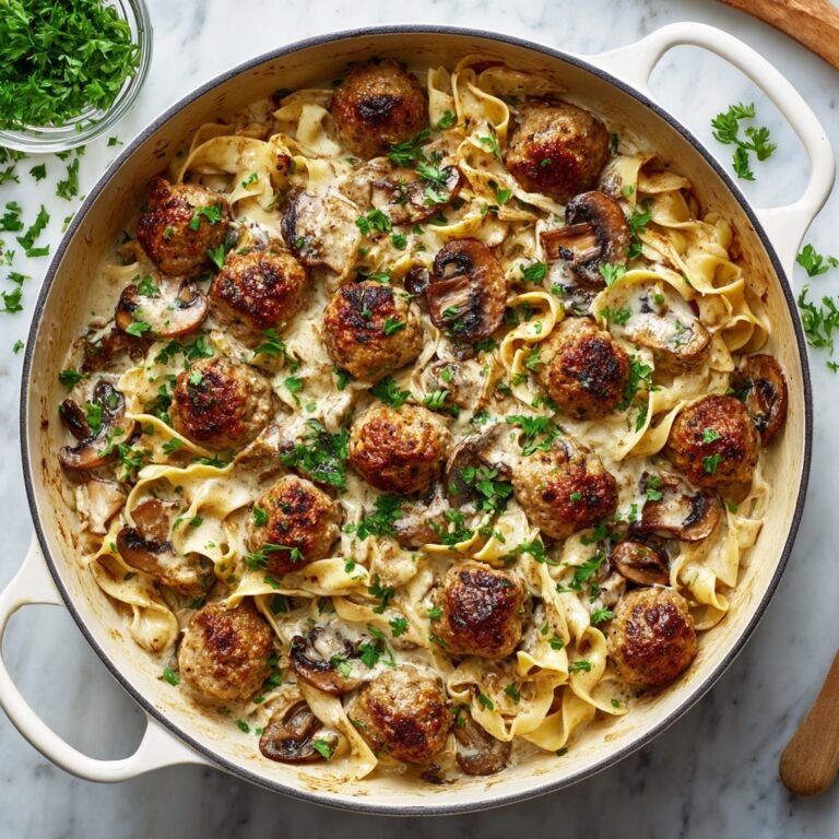 Creamy Meatball Stroganoff with Egg Noodles Recipe