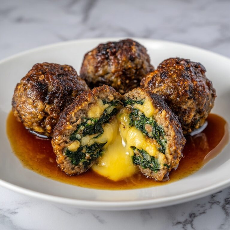 Spinach Garlic Meatballs Stuffed with Mozzarella Recipe