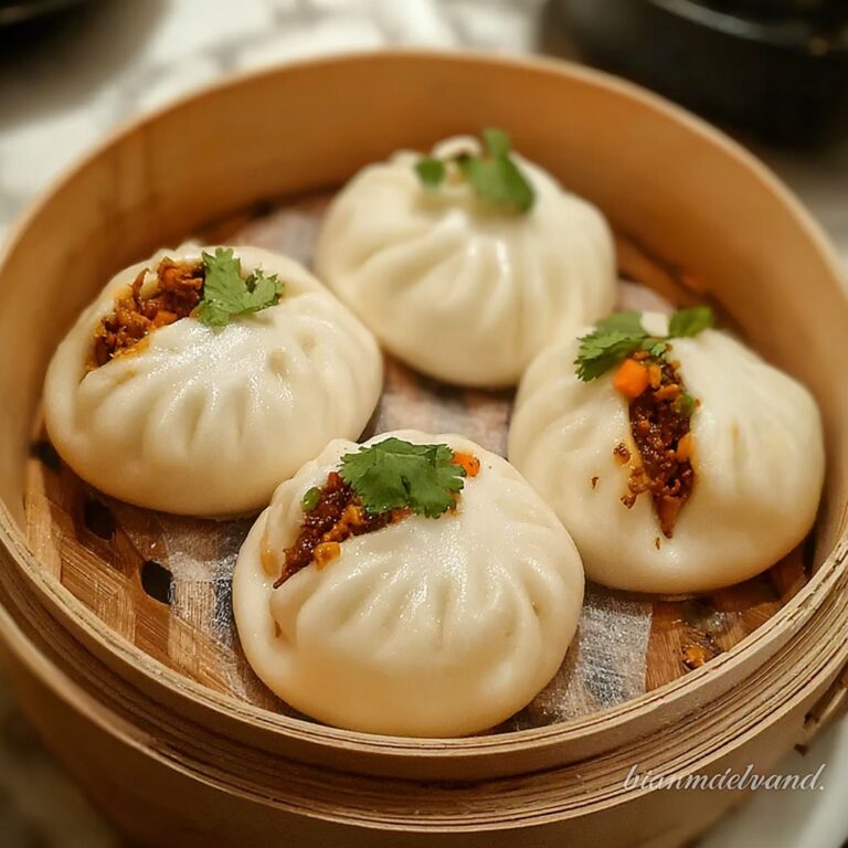 Steamed Bao Buns with Marinated Tempeh and Fresh Vegetables Recipe