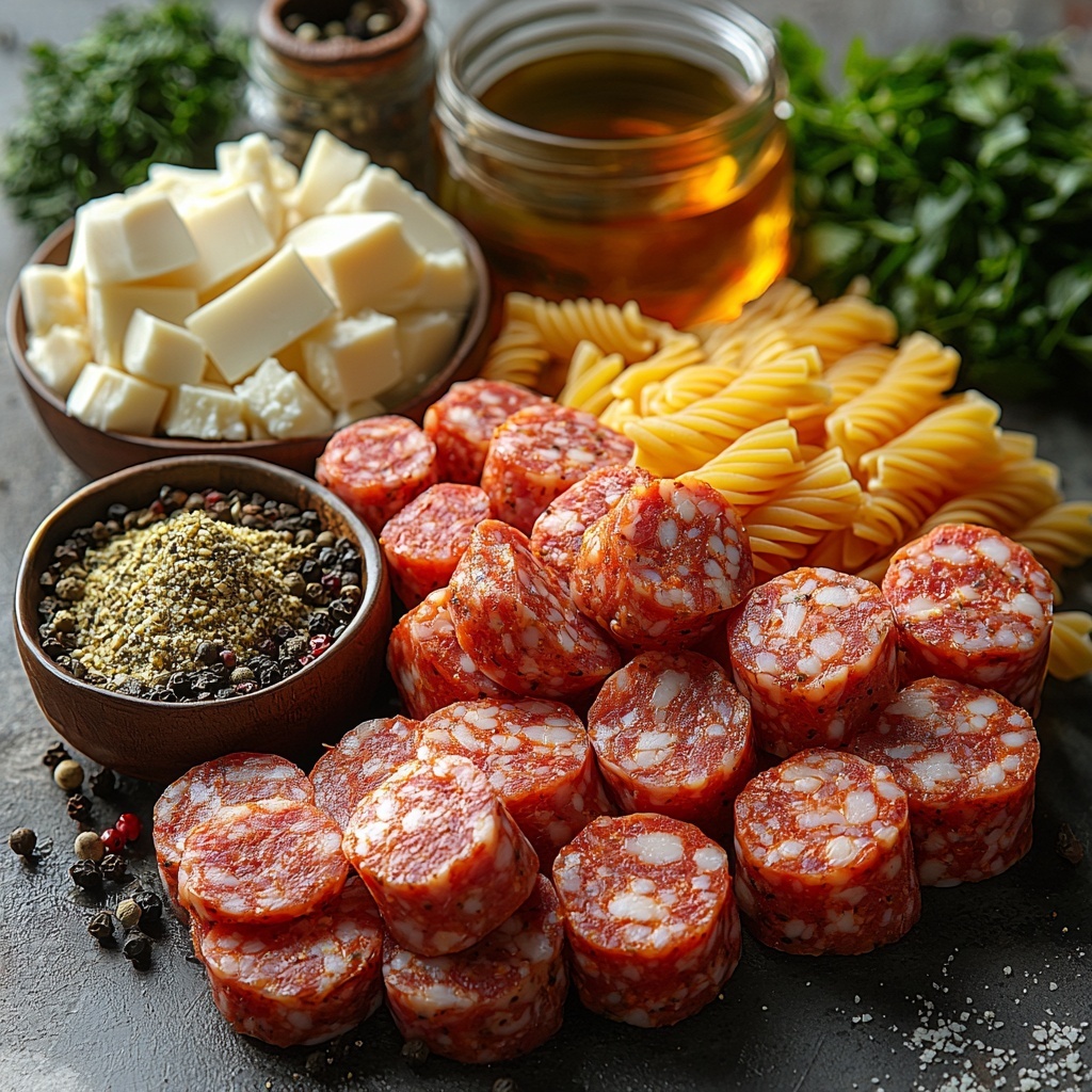 4 boneless skinless chicken breasts raw, smooth pale pink texture; small white bowl of golden olive oil with glistening surface; finely chopped white onion scattered in a small neat pile; minced garlic cloves showing rough, moist texture on a small white ceramic spoon; bright red chopped bell pepper pieces with shiny, fresh skin; small glass jar of deep red peri peri sauce with a thick, glossy appearance; white cup filled with creamy heavy cream, smooth and silky; piles of paprika powder in vibrant rusty red hue on a wooden spoon; small piles of coarse white salt and cracked black peppercorns side by side; fresh bright green chopped parsley with delicate leaves artfully scattered; all ingredients meticulously arranged on a clean white marble surface with soft natural light casting gentle shadows, slight texture contrast between smooth, rough, and glossy elements, styled with minimal rustic props such as wooden spoons and small ceramic bowls, color harmony emphasizing the vivid reds and greens against the neutral background, space between elements for clear visibility, neat and organized composition conveying freshness and quality — overhead shot, top down view, flat lay photography, professional food styling --ar 1:1 --q 2 --s 750 --v 6.1
