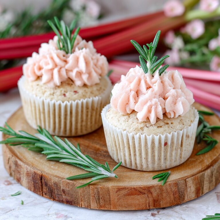 Rhubarb Cupcakes with White Chocolate & Rosemary Buttercream Recipe