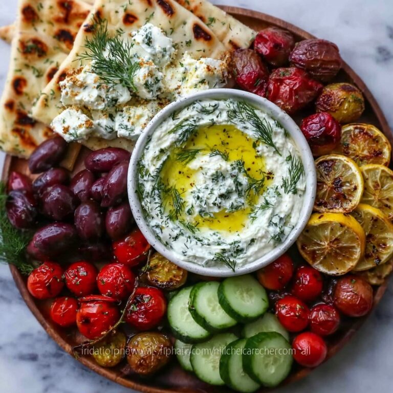 Greek Mezze Board with Whipped Feta, Hot Honey & Pita – Easy Mediterranean Appetizer Recipe