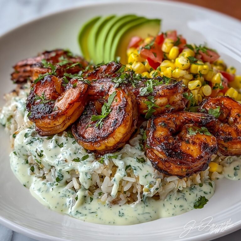 Grilled Shrimp Bowl with Avocado and Creamy Garlic Sauce Recipe