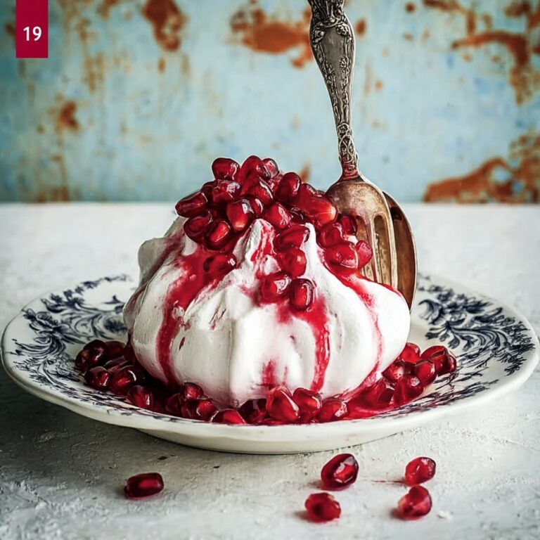 Pink Meringues with Pomegranate Syrup and Cream Recipe
