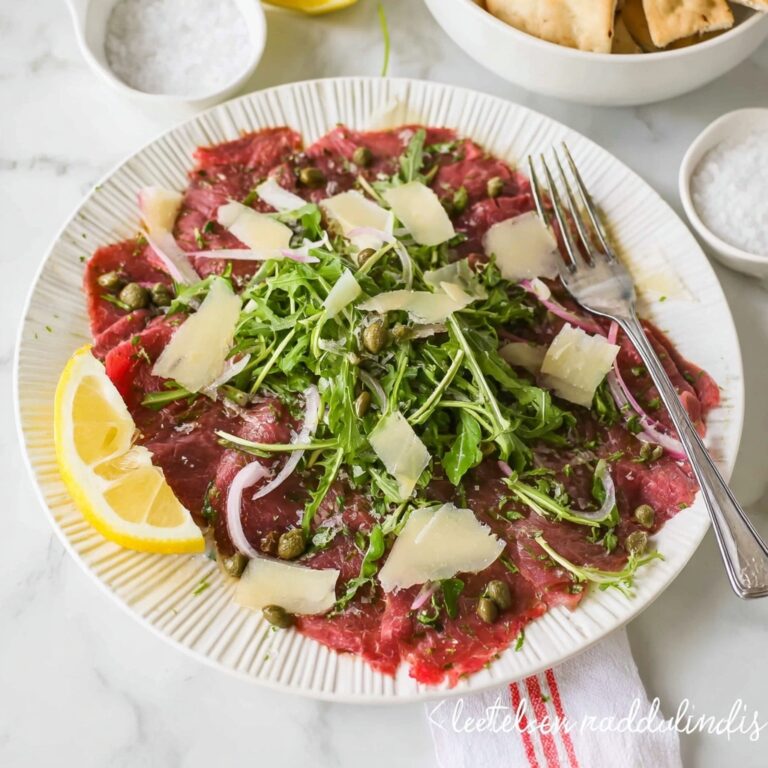 Beef Carpaccio with Pickled Shallots, Capers, Arugula, and Parmesan Recipe