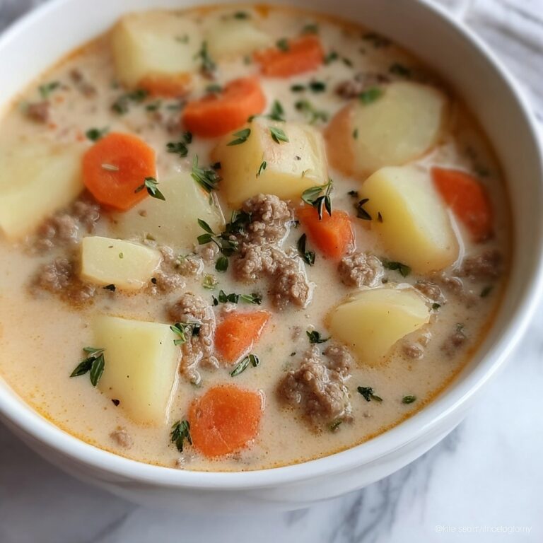 Creamy Crockpot Potato & Hamburger Soup Recipe