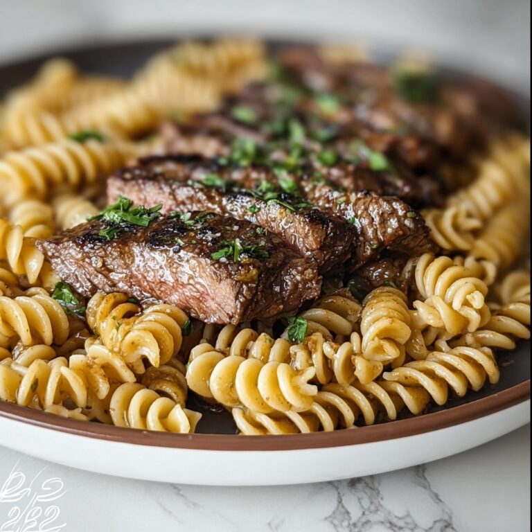 Sticky Honey Garlic Steak with Rotini Pasta Recipe