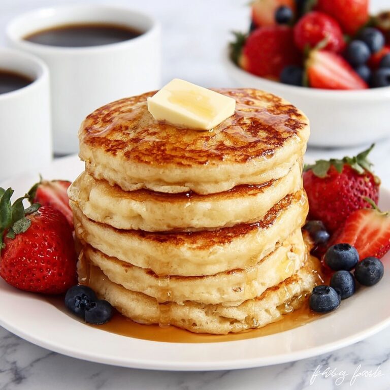 Fluffy Pancakes with Maple Syrup and Fresh Berries Recipe