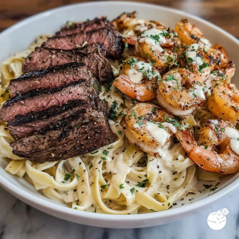Blackened Steak and Shrimp Alfredo Recipe