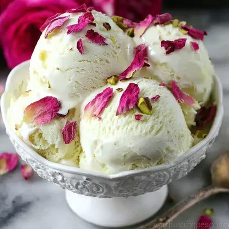 Rose Pistachio Cheesecake Ice Cream Recipe