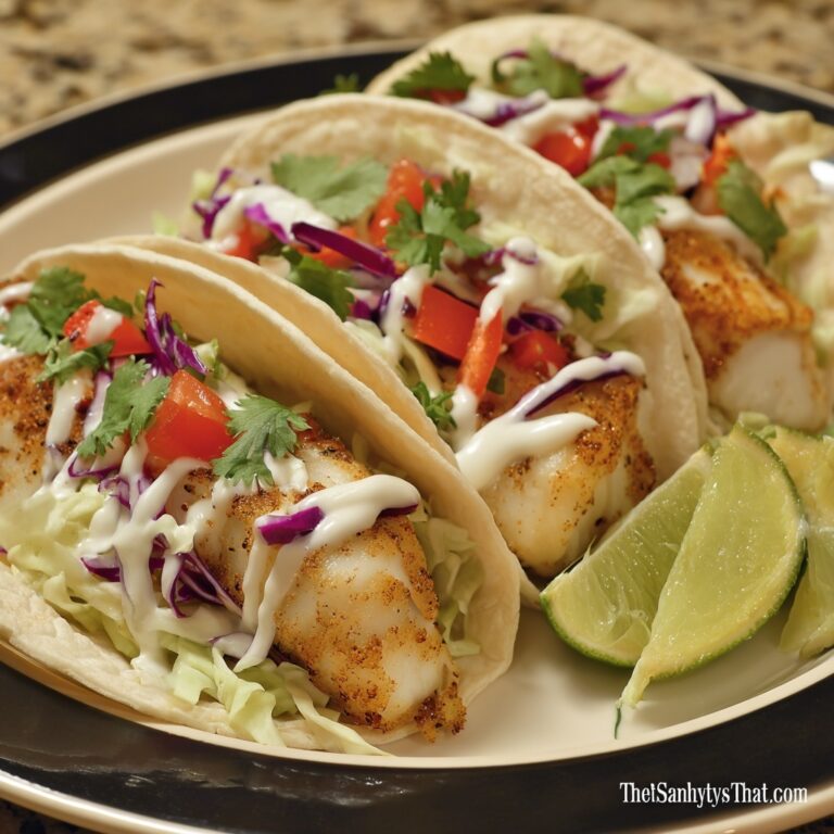 Fish Tacos with Lime Crema and Cabbage Slaw Recipe