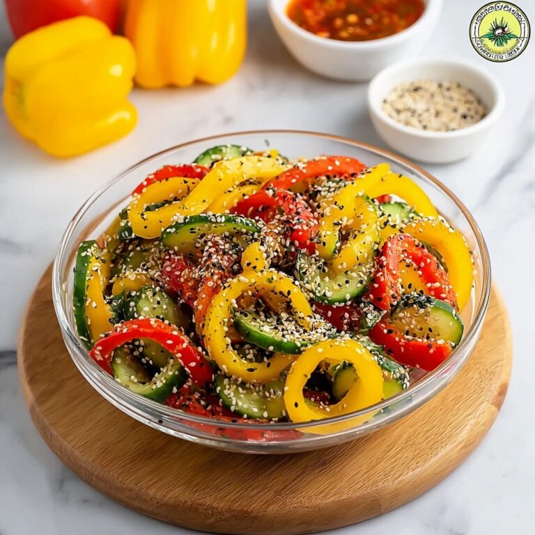 Cucumber and Sweet Pepper Salad with Sesame Ginger Dressing Recipe